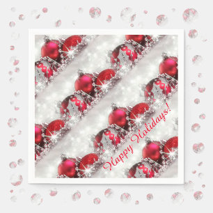 Serviettes en papier argent et rouge pour Noël