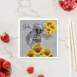 Serviettes en papier astronaute tournesol