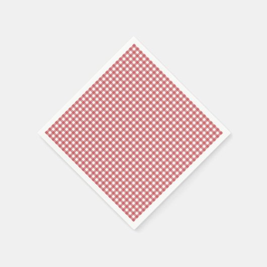 Serviettes en papier avec chèques En vichy rouges  (Coin)
