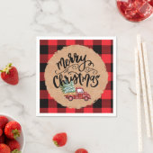 Serviettes en papier avec écriture Merry Christmas (En situation)