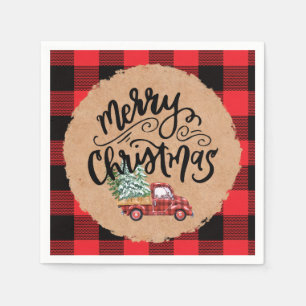 Serviettes en papier avec écriture Merry Christmas