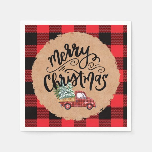 Serviettes en papier avec écriture Merry Christmas (Devant)