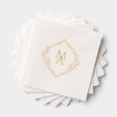 Serviettes en papier avec monogramme diamant et fl (Insitu (empilé))