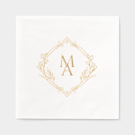 Serviettes en papier avec monogramme diamant et fl (Recto)