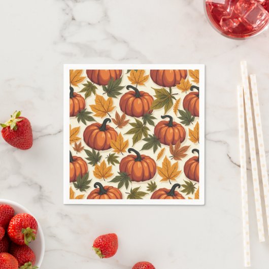 Serviettes en papier avec motif d'automne (En situation)
