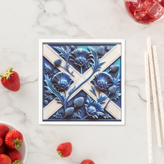 Serviettes en papier avec teintes écossaises Desig (En situation)