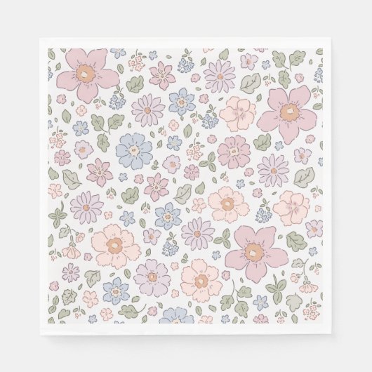 Serviettes en papier Baby shower floral (Devant)