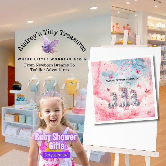 Serviettes en papier Baby shower Unicorne enchanté