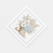 Serviettes en papier Beach Boho Bleu Hydrangea (Coin)