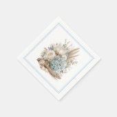 Serviettes en papier Beach Boho Blue Hydrangea (Coin)