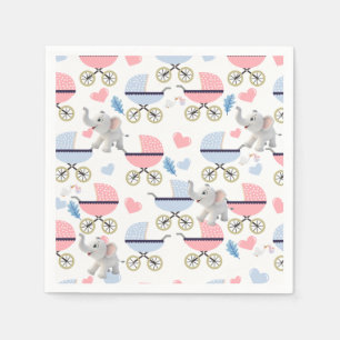 Serviettes en papier Bébé éléphant cigogne pousset