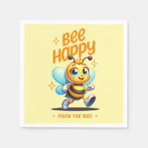 Serviettes en papier Bee Happy Cute Bee Party