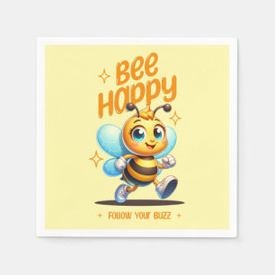 Serviettes en papier Bee Happy Cute Bee Party