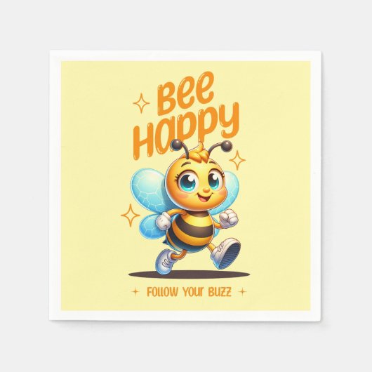 Serviettes en papier Bee Happy Cute Bee Party (Devant)