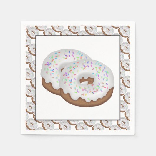 Serviettes en papier beignets glacé blanc (Devant)