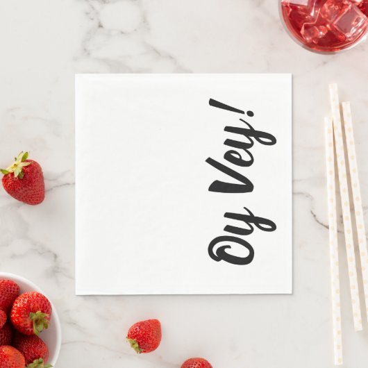 Serviettes en papier blanc et noir Oy Vey (En situation)