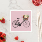 serviettes en papier blanc vélo fleur rose (En situation)