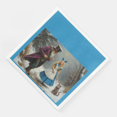 serviettes en papier bleu Alice hiver (Coin)