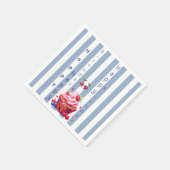 Serviettes en papier bleu et blanc rayées Joyeux A (Coin)