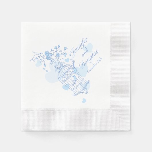 serviettes en papier bleu mariage (Devant)
