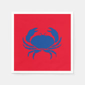Serviettes en papier bleu rouge crabe (Devant)