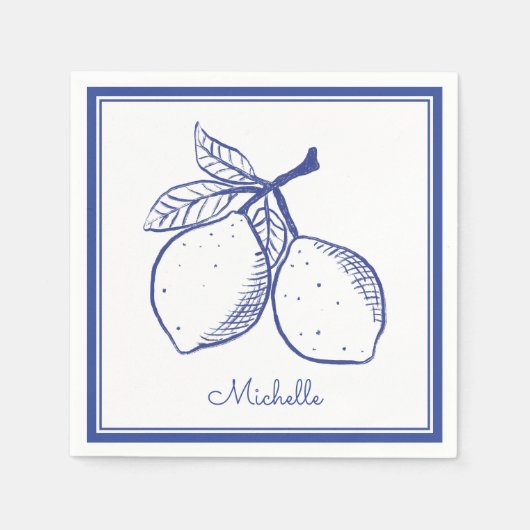 Serviettes en papier bleu rustique classique pour (Devant)