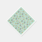 Serviettes en papier bleu-vert clair à bouquets fl (Coin)
