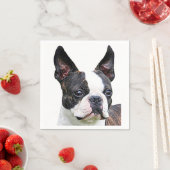 serviettes en papier "Boston terrier" (En situation)