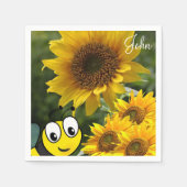 Serviettes en papier Bumblebee de tournesol (Devant)