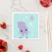 Serviettes en papier calmar mignonne (En situation)