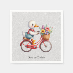 Serviettes en papier Canard à bicyclette florale