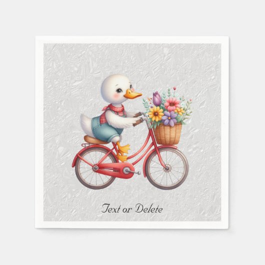 Serviettes en papier Canard à bicyclette florale (Devant)