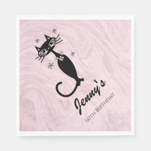 Serviettes en papier Chat Noir Rétro Atomique