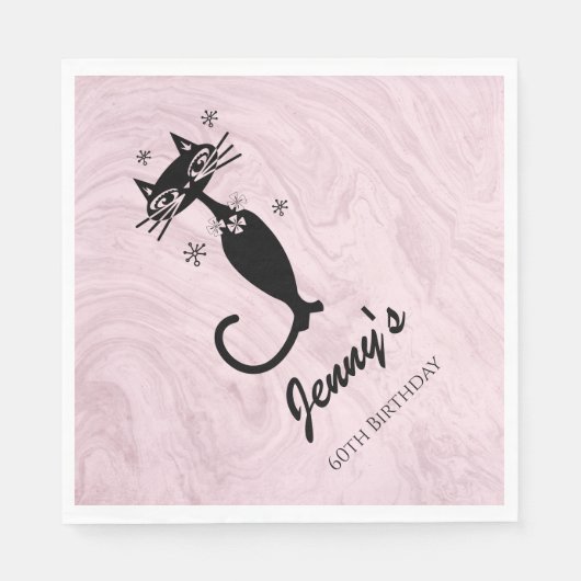 Serviettes en papier Chat Noir Rétro Atomique (Devant)