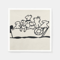Serviettes en papier "Chiens et Bateaux" par Willo