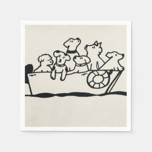 Serviettes en papier "Chiens et Bateaux" par Willo