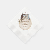 Serviettes en papier chouette de mariage en bois r (Coin)