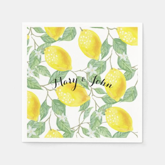 Serviettes en papier citron avec nom personnalisé (Devant)