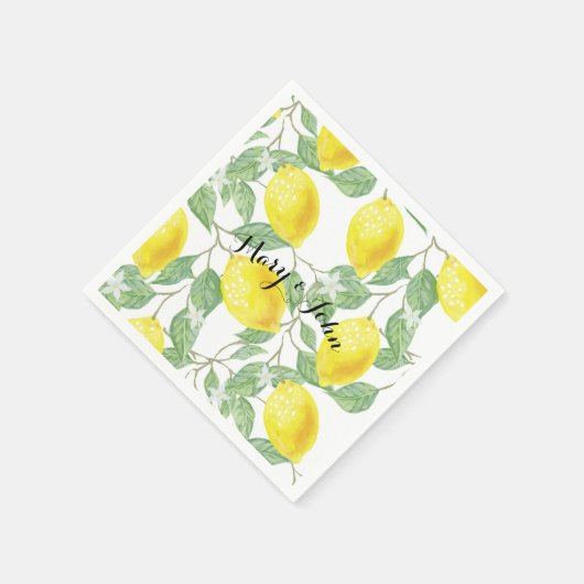Serviettes en papier citron avec nom personnalisé (Coin)