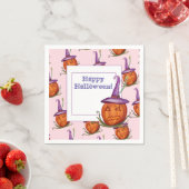 Serviettes en papier Citrouille d'Halloween (En situation)