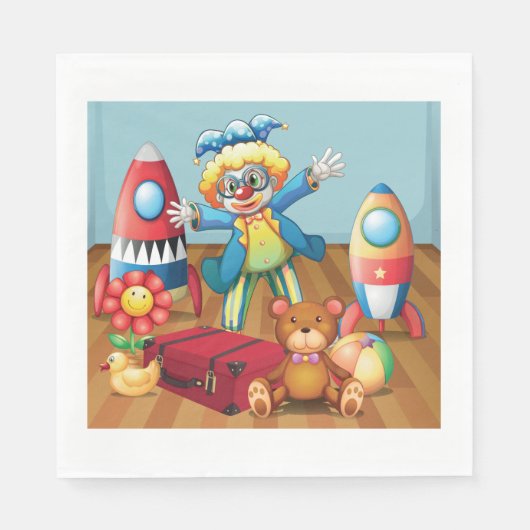 Serviettes En Papier Clown Et Jouets (Devant)