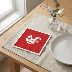 Serviettes en papier Cœur Rouge Intemporel