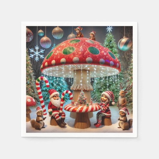 Serviettes en papier : Conception des champignons (Devant)