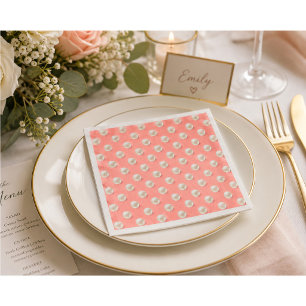 Serviettes en papier corail élégantes avec accents