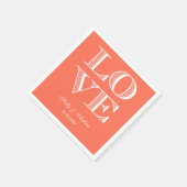 Serviettes en papier corail, LOVE blanc (Coin)