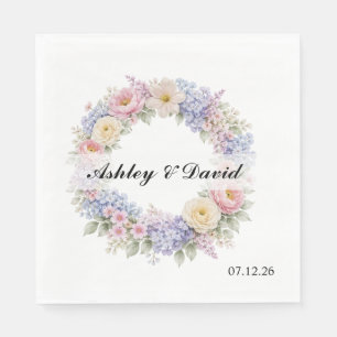 Serviettes en papier Couronne Florale de Mariage