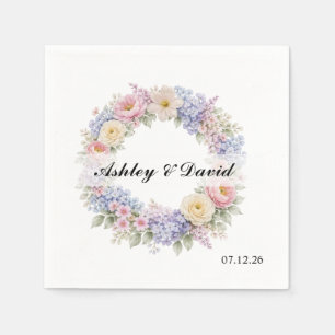 Serviettes en papier Couronne Florale de Mariage