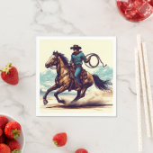 Serviettes en papier Cowboy Horse, Fête Western Ro (En situation)