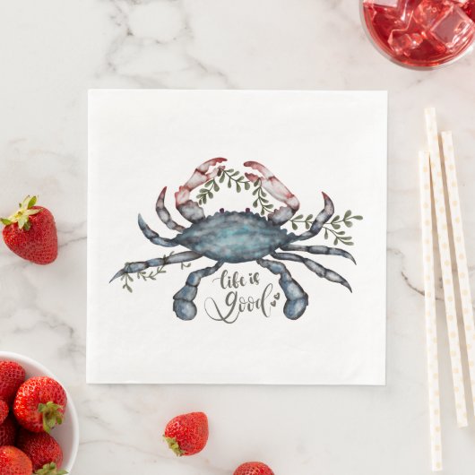 Serviettes en papier Crabe Bleu (En situation)