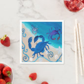 Serviettes en papier crabe bleu côtier de mon art (En situation)